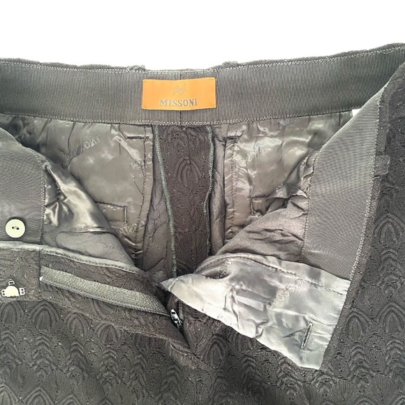 MISSONI Black Chevron Pattern Zip Front Trousers - Size US6 - MSRP $695.00 BNWT - Picture 3 of 7